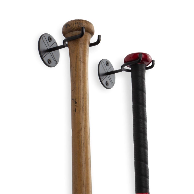 Wallniture Sporta Baseball Holder, Baseball Bat Wall Mount Display Stand for Man Cave Decor, Sports Memorabilia Ball Storage Rack Set of 2 Black - Image 4